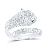 1 1/3CTW-DIA ANA M 0.04CTW EM-RD NAT GEM LADIES LEOPARD RING